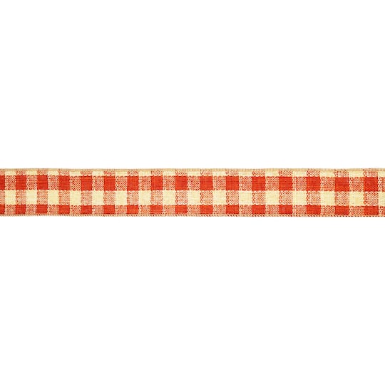 1.5" x 10yd. Orange Plaid Check Wired Ribbon by Celebrate It®